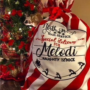 Kids Custom Santa Sack 🎅🏿🎅🏽 Red & White Stripes Brand New Made For You 🎄♥️